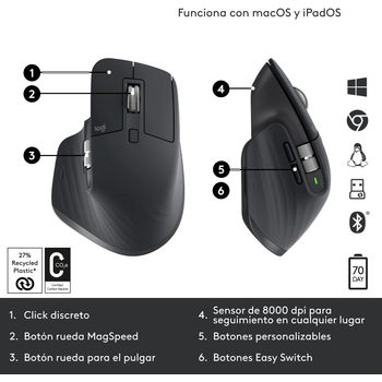 Imagen 6 de Logitech MX Master 3S Mouse Inalámbrico Grafito