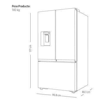 Imagen 3 de Refrigerador Samsung French Door 31 Pies Cúbicos Modelo RF32CG5411B1EM Color Negro
