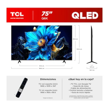 Imagen 3 de TCL Pantalla 75 Pulgadas Plana QLED 4K UHD Google TV Modelo 75Q6K