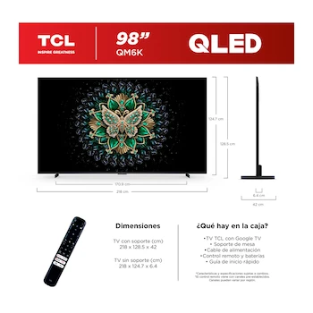 Imagen 3 de TCL 98QM6K Pantalla 98 Pulgadas Plana QD-Mini LED 4K UHD Smart TV con Procesador AiPQ Pro Quad Core