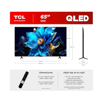 Imagen 3 de Pantalla TCL 65 Pulgadas Plana QLED Google TV Modelo 65Q6K