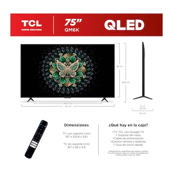 Imagen 3 de Pantalla TCL 75 Pulgadas Plana QD-MINI LED 4K UHD Google TV Modelo 75QM6K