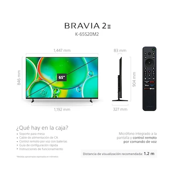 Imagen 3 de Sony Bravia 2 II K-65S20M2 Pantalla LED Plana 65 Pulgadas 4K UHD Google TV