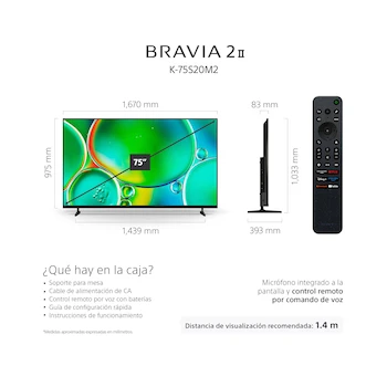 Imagen 4 de Sony Bravia 2 K-75S20M2 Pantalla LED 4K UHD de 75 Pulgadas con Google TV