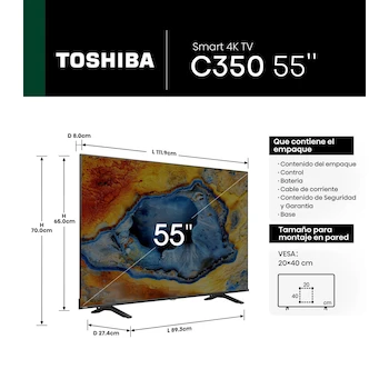 Imagen 5 de Toshiba Pantalla LED 4K UHD 55 Pulgadas Modelo 55C350NM
