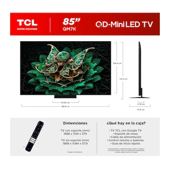 Imagen 3 de Pantalla TCL 85 Pulgadas Plana QD-Mini LED 4K AiPQ Pro Quad Core Modelo 85QM7K