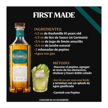 Imagen 3 de Bushmills 10 Year Old Single Malt Irish Whiskey 750 ml