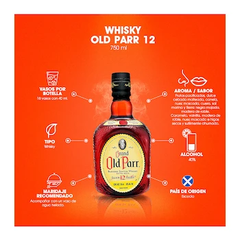 Imagen 4 de Whisky Old Parr 12 Años Blended Scotch Whisky Botella de 750 ml