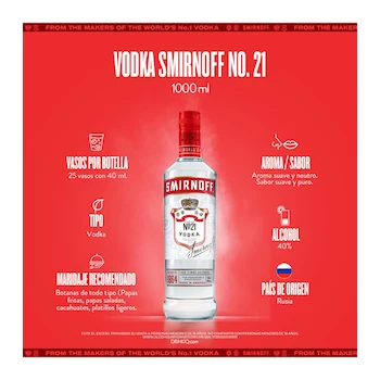 Imagen 5 de Vodka Smirnoff No. 21 Red Label 1 L