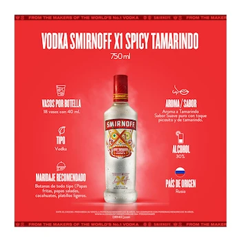 Imagen 5 de Vodka Smirnoff X1 Sabor Tamarindo Botella 750 ml