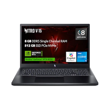 Imagen de referencia para Acer Nitro V 15 ANV15-51 Laptop 15.6 Pulgadas Intel Core i5 NVIDIA GeForce RTX 4050 8GB RAM 512GB SSD Color Negro