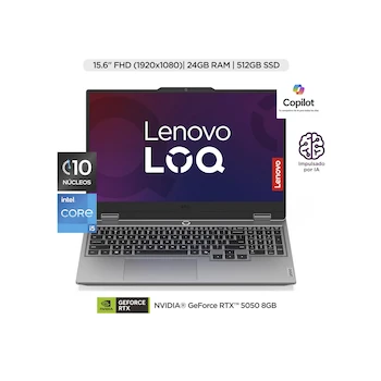 Imagen de referencia para Lenovo LOQ 15.6" Intel Core i5 12GB RAM 512GB SSD NVIDIA GeForce RTX 5050