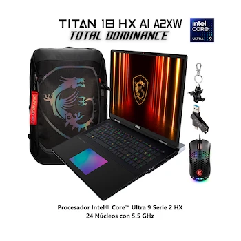 Imagen 2 de MSI Titan 18 HX Gaming Laptop 18" Intel Core Ultra 9 Processor NVIDIA GeForce RTX 5090 Graphics 64GB RAM 4TB SSD Core Black