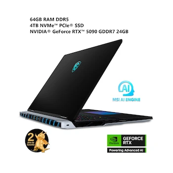 Imagen 3 de MSI Titan 18 HX Gaming Laptop 18" Intel Core Ultra 9 Processor NVIDIA GeForce RTX 5090 Graphics 64GB RAM 4TB SSD Core Black