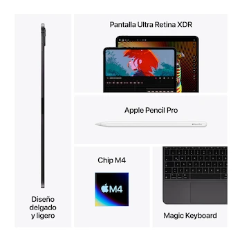 Imagen 3 de Apple iPad Pro Wi-Fi 13 Pulgadas Chip M4 8 GB RAM 256 GB Almacenamiento Negro Espacial