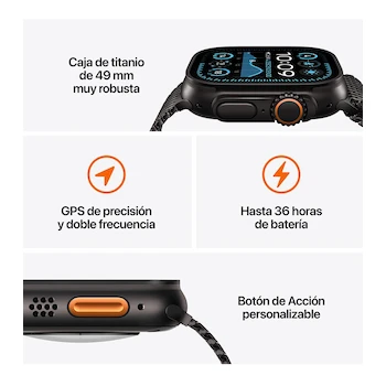 Imagen 3 de Apple Watch Ultra 2 GPS + Cellular, Caja de Titanio Negro de 49 mm, Correa Ocean Negra