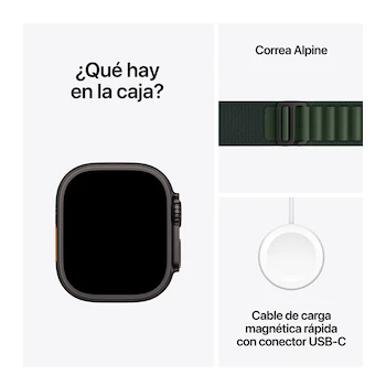 Imagen 5 de Apple Watch Ultra 2 GPS + Cellular Caja de Titanio Negro 49 mm Correa Alpine Verde Oscuro Chica