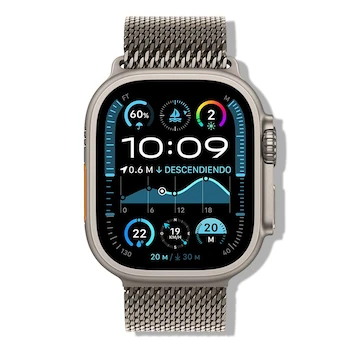 Imagen de referencia para Apple Watch Ultra 2 GPS + Cellular con Caja de Titanio Natural de 49 mm y Correa Estilo Milanés de Titanio Natural Mediana