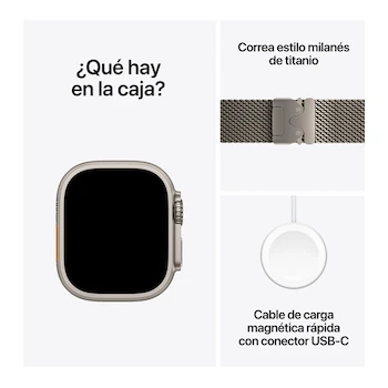 Imagen 5 de Apple Watch Ultra 2 GPS + Cellular con Caja de Titanio Natural de 49 mm y Correa Estilo Milanés de Titanio Natural Mediana