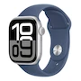 Miniatura de Apple Watch Series 10 GPS + Cellular Caja Aluminio Plata 42mm Correa Deportiva Azul Denim S-M