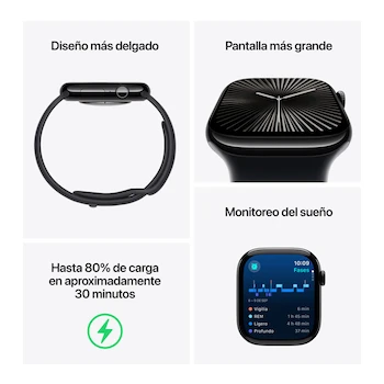 Imagen 3 de Apple Watch Series 10 GPS + Cellular Caja Aluminio Plata 42mm Correa Deportiva Azul Denim S-M