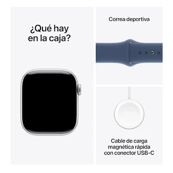 Imagen 5 de Apple Watch Series 10 GPS + Cellular Caja Aluminio Plata 42mm Correa Deportiva Azul Denim S-M