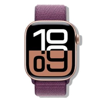 Imagen de referencia para Apple Watch Series 10 GPS + Cellular con Caja de Aluminio en Color Oro Rosa de 42 mm y Correa Loop Deportiva en Color Ciruela