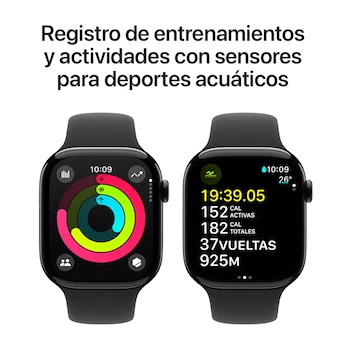 Imagen 4 de Apple Watch Series 10 GPS Caja de Aluminio Negro Azabache 46 mm Correa Deportiva Negra M-L