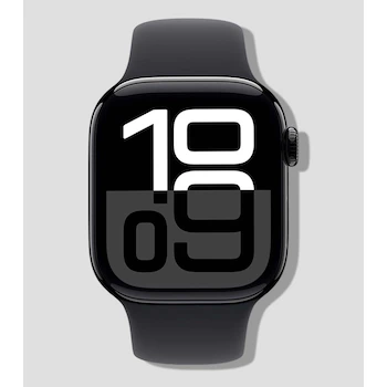 Imagen de referencia para Apple Watch Series 10 GPS con Caja de Aluminio en Color Negro Azabache de 42 mm y Correa Deportiva Negra en Talla S-M
