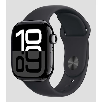 Imagen 2 de Apple Watch Series 10 GPS con Caja de Aluminio en Color Negro Azabache de 42 mm y Correa Deportiva Negra en Talla S-M