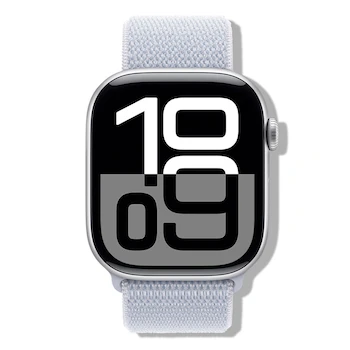 Imagen de referencia para Apple Watch Series 10 GPS con Caja de Aluminio Plata de 46 mm y Correa Loop Deportiva Azul Nube