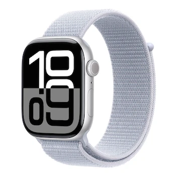Imagen 2 de Apple Watch Series 10 GPS con Caja de Aluminio Plata de 46 mm y Correa Loop Deportiva Azul Nube