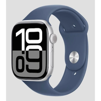 Imagen 2 de Apple Watch Series 10 GPS Caja Aluminio Plata 46mm Correa Deportiva Azul Denim M-L