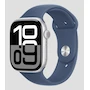 Miniatura de Apple Watch Series 10 GPS Caja Aluminio Plata 46mm Correa Deportiva Azul Denim M-L