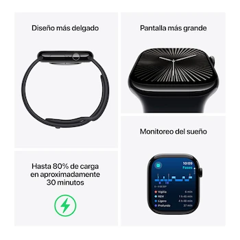 Imagen 3 de Apple Watch Series 10 GPS Caja Aluminio Plata 46mm Correa Deportiva Azul Denim M-L