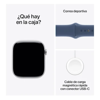 Imagen 5 de Apple Watch Series 10 GPS Caja Aluminio Plata 46mm Correa Deportiva Azul Denim M-L