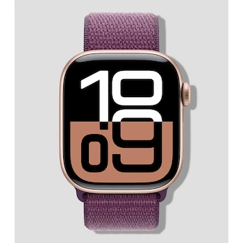 Imagen de referencia para Apple Watch Series 10 GPS 42mm Caja Aluminio Oro Rosa Correa Loop Deportiva Ciruela Modelo MWWK3AM/A