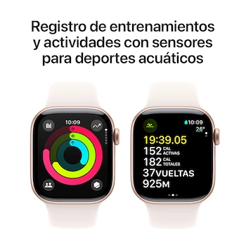 Imagen 4 de Apple Watch Series 10 GPS 42mm Caja Aluminio Oro Rosa Correa Deportiva Rosa Rubor S-M Modelo MWWH3AM/A