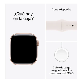 Imagen 5 de Apple Watch Series 10 GPS 42mm Caja Aluminio Oro Rosa Correa Deportiva Rosa Rubor S-M Modelo MWWH3AM/A