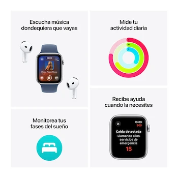 Imagen 3 de Apple Watch SE GPS + Cellular con Caja de Aluminio Color Medianoche 44 mm y Correa Deportiva Color Medianoche Talla S-M