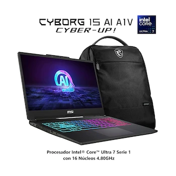 Imagen 2 de MSI Cyborg 15 AI A1V Translucent Black 15.6" Gaming Laptop Intel Core Ultra 7 155H NVIDIA GeForce RTX 4060 16GB RAM 512GB SSD