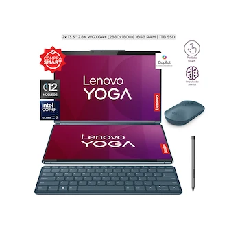 Imagen de referencia para Laptop Lenovo Yoga Book 9i Gen 9 Dual Screen 13.3" 2.8K OLED Intel Core Ultra 7 155U 16GB LPDDR5X RAM 1TB SSD Tidal Teal PC con IA