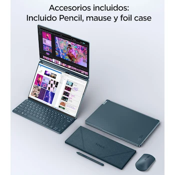 Imagen 2 de Laptop Lenovo Yoga Book 9i Gen 9 Dual Screen 13.3" 2.8K OLED Intel Core Ultra 7 155U 16GB LPDDR5X RAM 1TB SSD Tidal Teal PC con IA