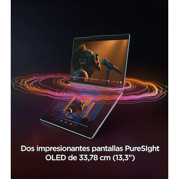 Imagen 5 de Laptop Lenovo Yoga Book 9i Gen 9 Dual Screen 13.3" 2.8K OLED Intel Core Ultra 7 155U 16GB LPDDR5X RAM 1TB SSD Tidal Teal PC con IA