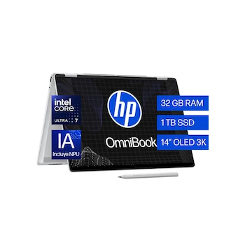 Imagen de referencia para Laptop HP OmniBook X Flip 14-fm0074la 14" Meteor Silver Intel Core Ultra 7 32GB RAM 1TB SSD