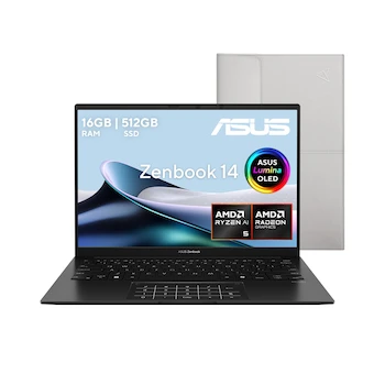Imagen 4 de Asus Zenbook 14 OLED Laptop 14" AMD Ryzen AI 5 16GB RAM 512GB SSD Jade Black + Sleeve