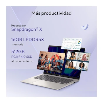 Imagen 3 de ASUS VivoBook 14 X1407QA-BS56 14" Laptop Qualcomm Snapdragon X Elite X1E-78-100 16GB RAM 512GB SSD Cool Silver