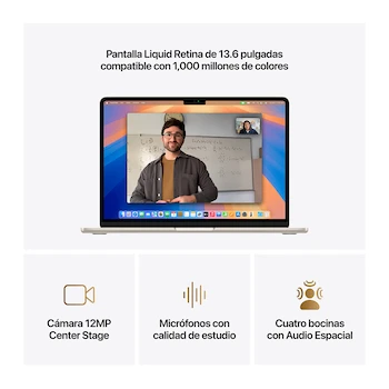 Imagen 3 de Apple MacBook Air 13-inch Laptop with M4 Chip 16GB Unified Memory 512GB SSD Storage Starlight