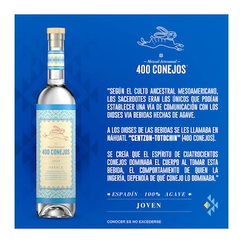 Imagen 2 de Mezcal Artesanal 400 Conejos 700 ml