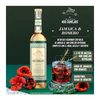 Imagen 4 de Mezcal Reposado 400 Conejos Botella 700 ml